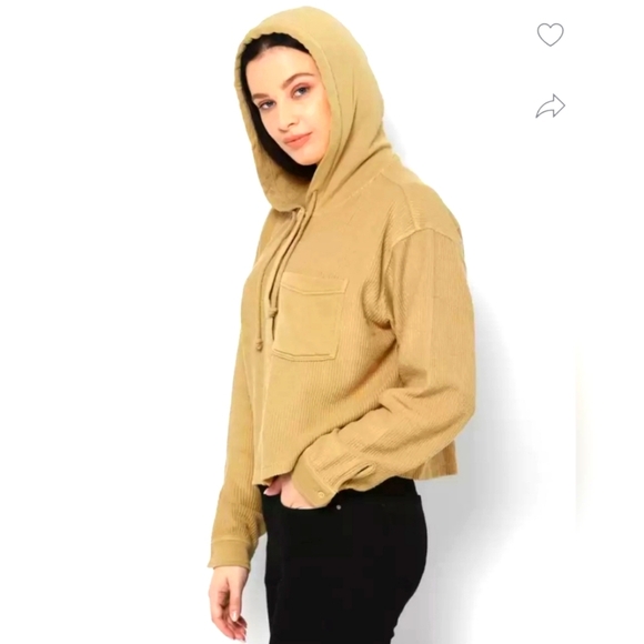 American Eagle Outfitters Button Up Cropped Corduroy Jacket Hoodie-size L-EUC 🤎 - Picture 2 of 9